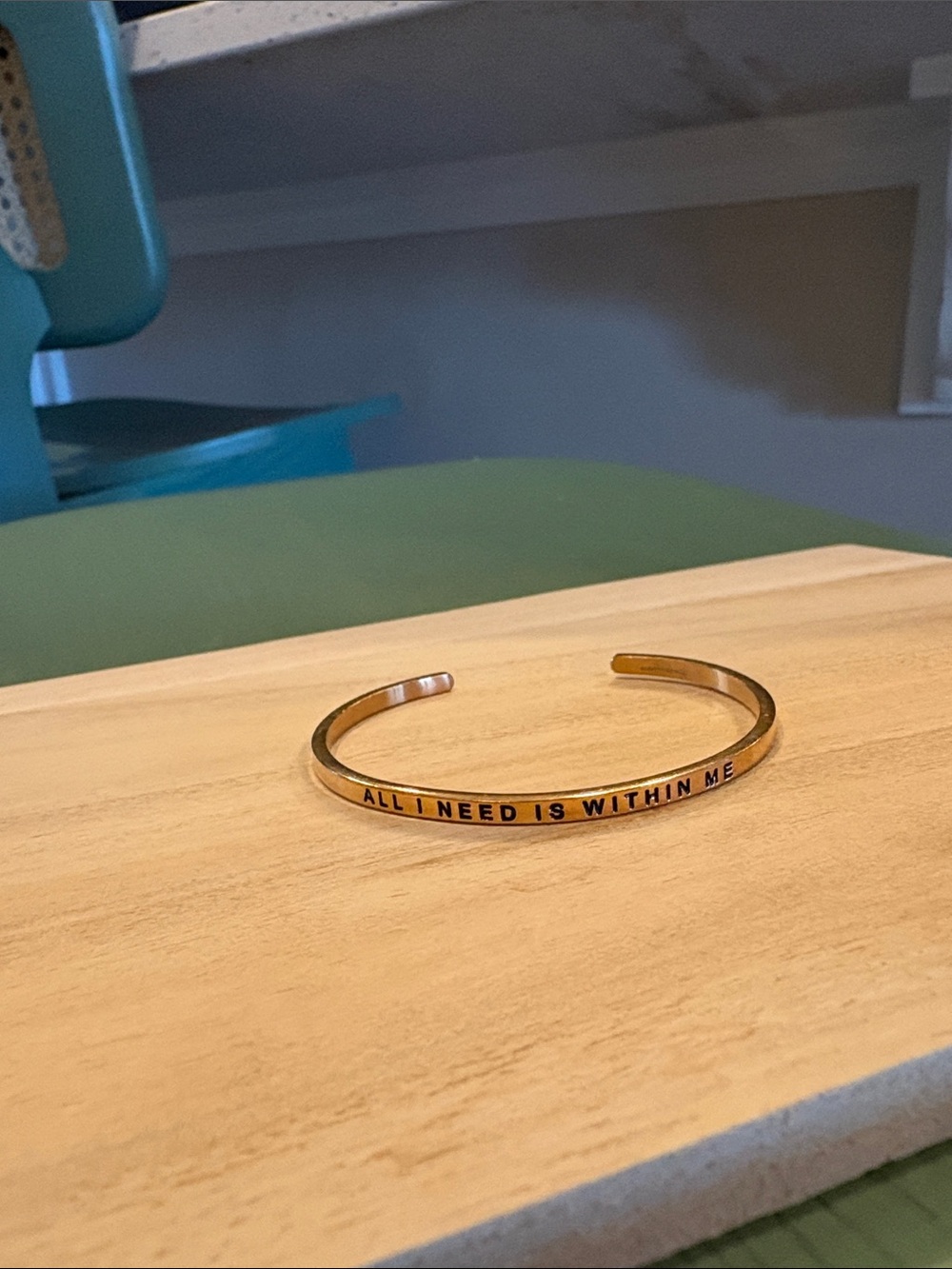 MantraBand Gold Inspirational Cuff - 'ALL I NEED IS WITHIN ME'